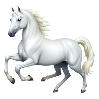 cinematic-[white horse]-realistic-full-body-galopping-emoji,-tail-flicking-lazily,-head-tilted-dramatically,-sleek-[white]-coat,-simplified-yet-realistic-focused-features,-highly-detailed,-glowing-with-an-almost-sarcastic-glow sticker