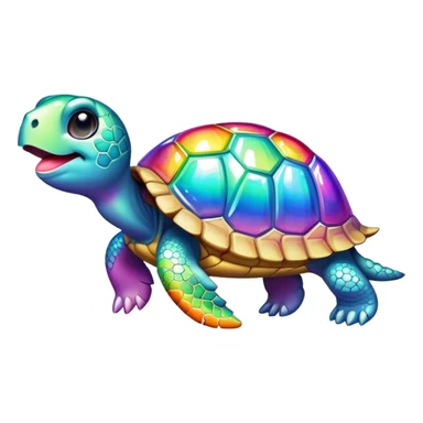 Rhinestone Turtle sticking its tongue out in a rainbow  sticker