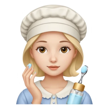 19 year old woman with a bonnet doing her skincare  sticker