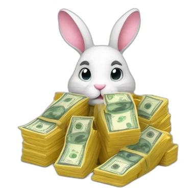 Bunny with lot of money sticker
