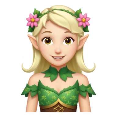 elf wearing flower pattern dress, Half Body. sticker