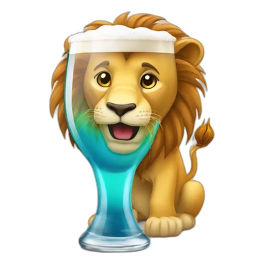 Un lion qui boit un verre de bière sticker