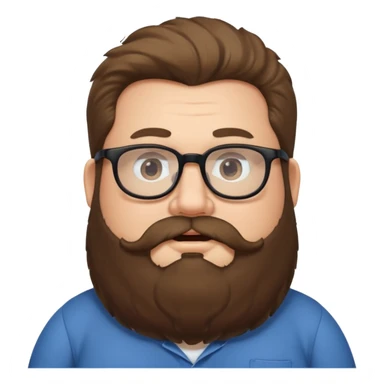 Tall chubby guy with big fluffy beard glasses and slightly long hair sticker