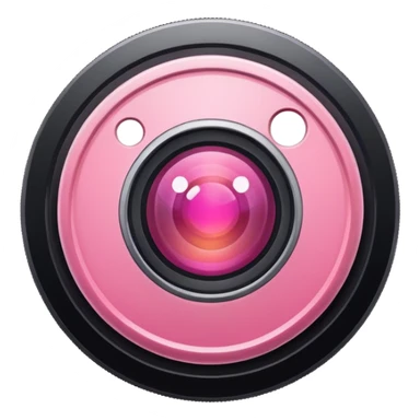 A round camera lens, apple emoji style, minimalist, with highlights, pink, no faces, no smileys, only lens, variant 1 sticker