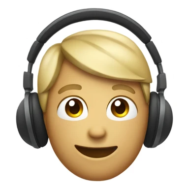 default apple smile emoji with headphones  sticker