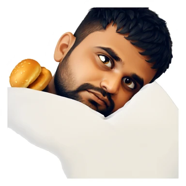 bearded boy enjoying food sticker