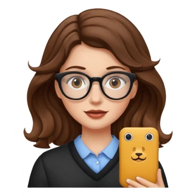 White girl with wavy brown hair and glasses sticker