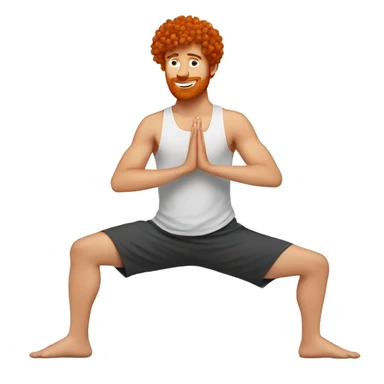 Guy doing yoga with curly short red hair sticker