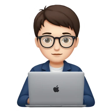 un estudiante con lentes y su laptop sticker