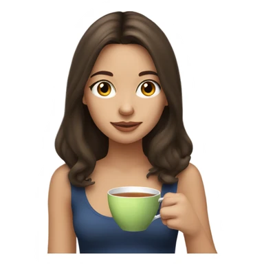 Girl brunette sipping tea sticker