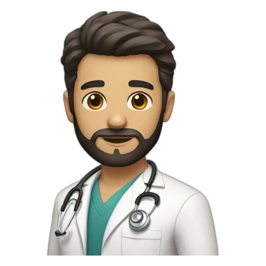 white doctor brown beard and short black hair on the head sticker