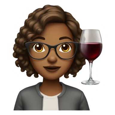 brown hair girl with glasses and glass of wine sticker