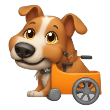 dog in orange wheelchair sticker