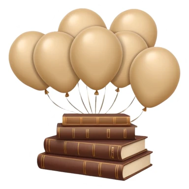 5 beige balloons and books sticker