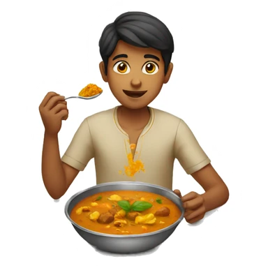 indian boy eating curry sticker