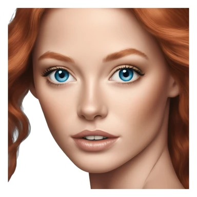 Beautiful redhead victoria’s secret model with makeup and ocean blue eyes sticker