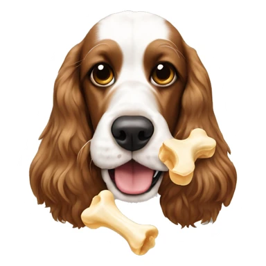 English Cocker Spaniel gnaws a bone sticker