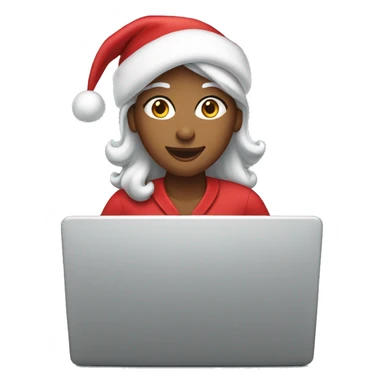 female santa typing on laptop sticker