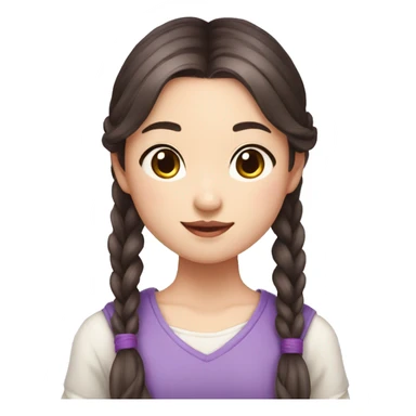 fair skinned Asian girl with long brown hair in pigtails with a few purple highlights sticker