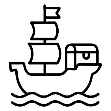 pirate ship with treasure chest sticker