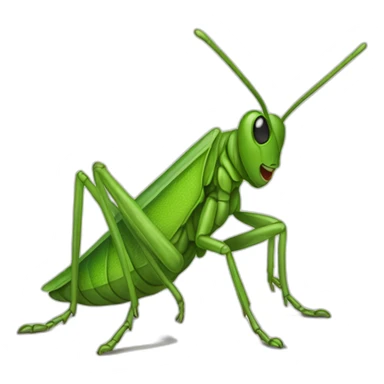 Green grasshopper jump sticker