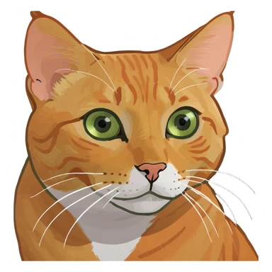 Orange tabby cat with big green eyes sticker