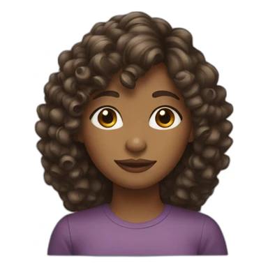Brown girl that have bangs and has curly hair sticker