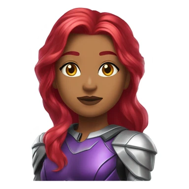 dc comics starfire firey red hair; purple and silver outfit; ￼ emerald eyes sticker