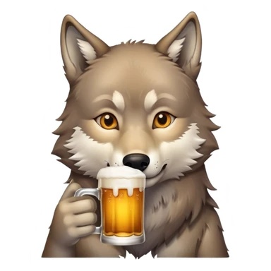 Wolf drinking a beer sticker