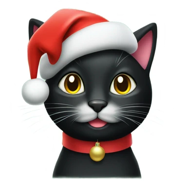 Sparkly black cat wearing a red sparkly Christmas hat sticker