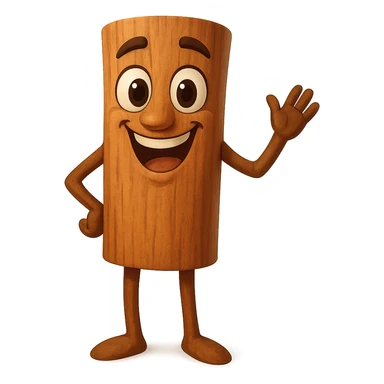 Create a happy expression for a cinnamon stick character. The character should have a joyful and cheerful face with a transparent background. sticker