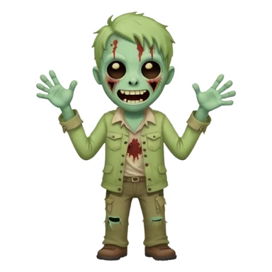 A cute, cheerful zombie is laughing hard, standing up sticker