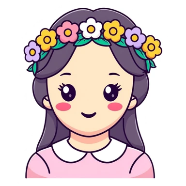 kawaii soft girl with heart cheeks and flower crown sticker