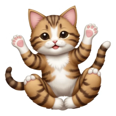 dark brown tabby and white kitten in funny positions upside down with eyes closed sticker