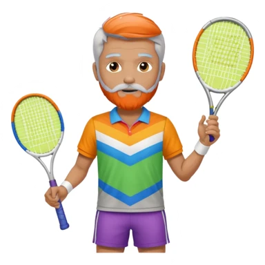 Male Tennis player with silver gray hair and beard dressed in Pride colors  sticker
