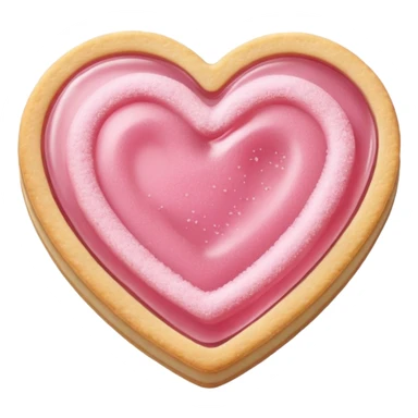 Realistic shortbread cookie in the shape of a heart with pale pink jelly middle filling and sprinkled powder sugar on top. sticker
