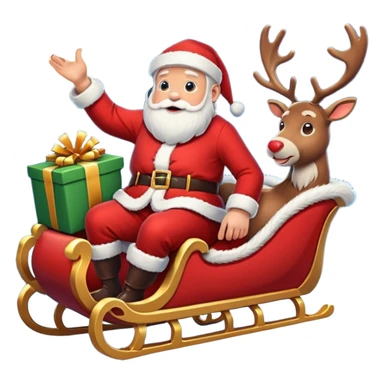 santa in his sleigh with presents sticker