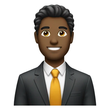 businessman black fluffy straight hair sticker