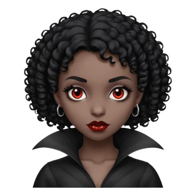A black vampire girl with short curly hair sticker