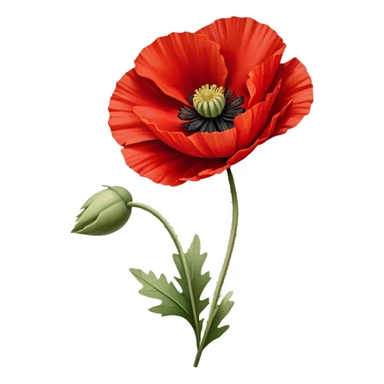 A vibrant red poppy in full bloom, its petals slightly ruffled by the wind. The rich scarlet hue contrasts beautifully with a soft beige linen backdrop. sticker