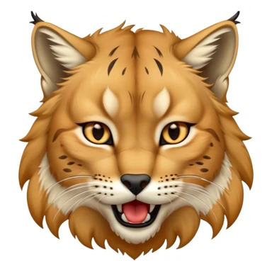 Cinematic-detailed-Yawning-Lynx-Portrait-Emoji – Head tilted slightly with a dramatic, wide-open yawn, revealing a sleek golden-brown fur coat with subtle spots, signature black ear tufts standing tall, round amber eyes barely open in drowsy contentment. sticker