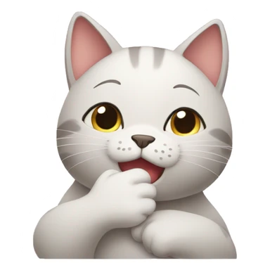 Shy cat covering her mouth with paw  sticker