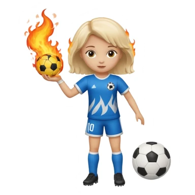 Boneca segurando uma Bola de futebol e somente a bola está queimando sticker