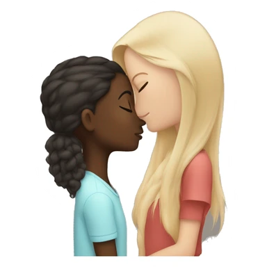 Short long haired dark skined girl kisses tall short haired white girl sticker