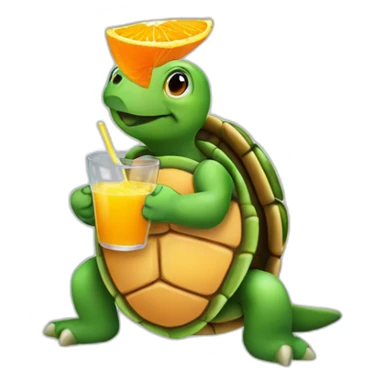 Turtle drinking orange juice sticker