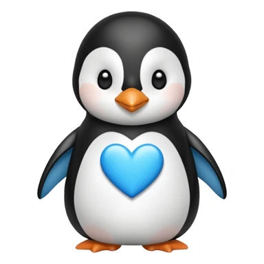 loving penguin whit blue hearts sticker