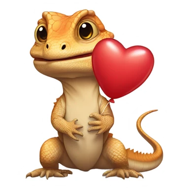 bearded dragon with heart balloon sticker