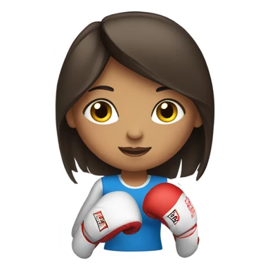 Brunette white girl wearing boxing gloves sticker