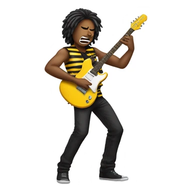 Rockstar playing yellow and black striped guitar sticker