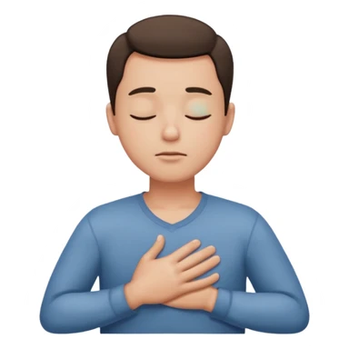 una mano en pecho ojos cerrados hombre sticker